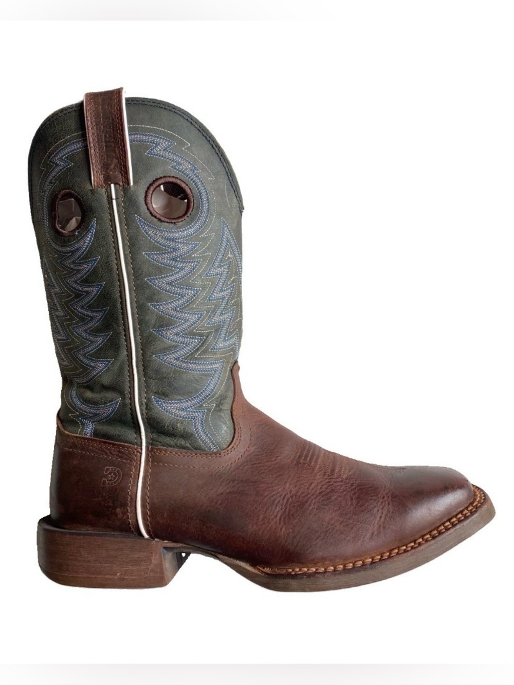 Durango Rebel Pro Western Boots Size 10.5 M Brown Green Square Toe Cowboy